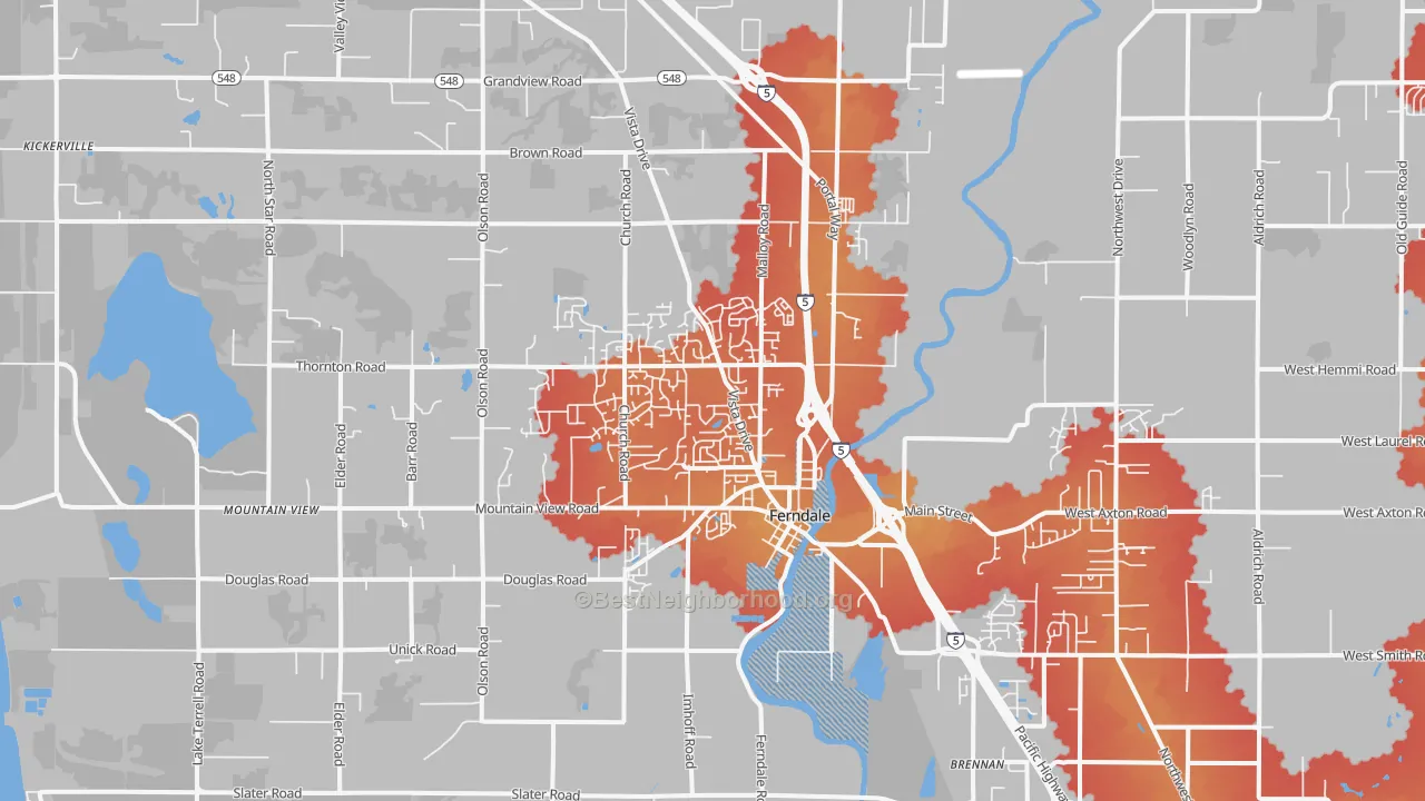 Transit Grade map of Ferndale, WA