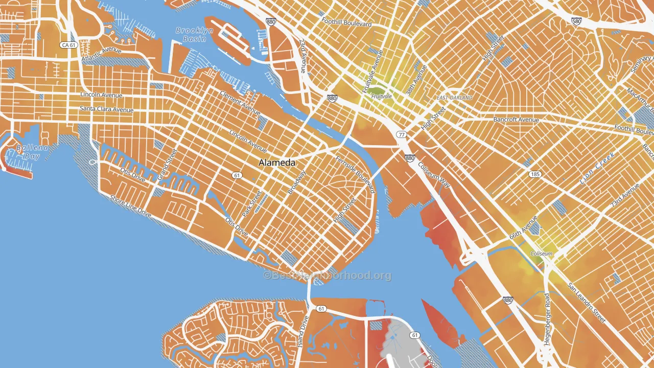 Transit Grade map of Fernside, Alameda, CA