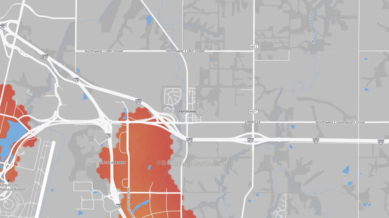 Transit Grade map of Ferrelview, MO