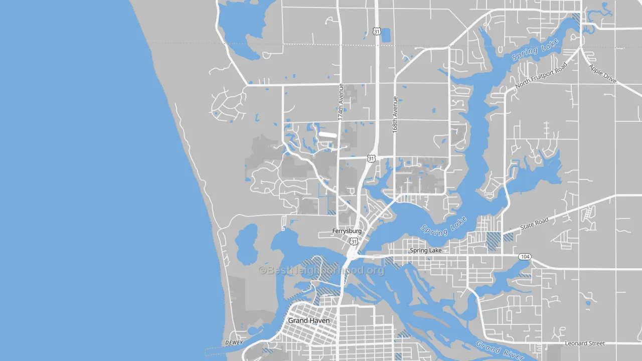 Transit Grade map of Ferrysburg, MI