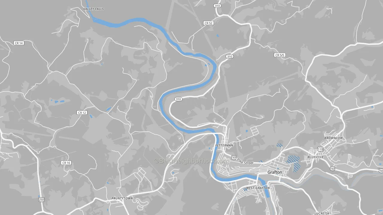 Transit Grade map of Fetterman, WV