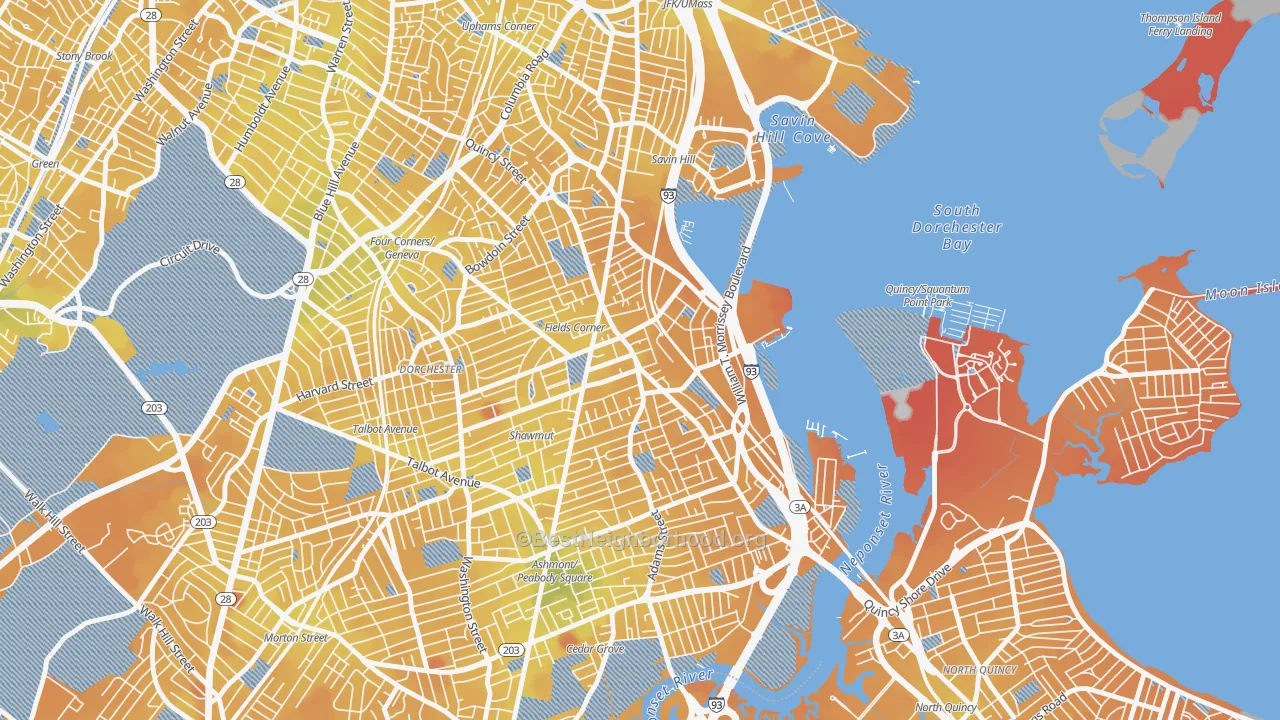 Transit Grade map of Fields Corner, Boston, MA