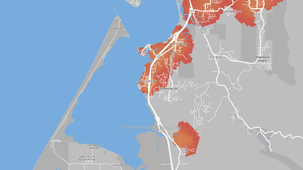 Transit Grade map of Fields Landing, CA