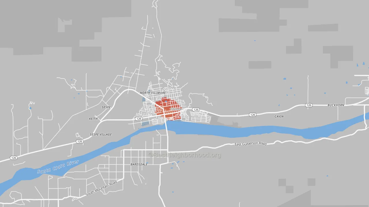 Transit Grade map of Fillmore, CA