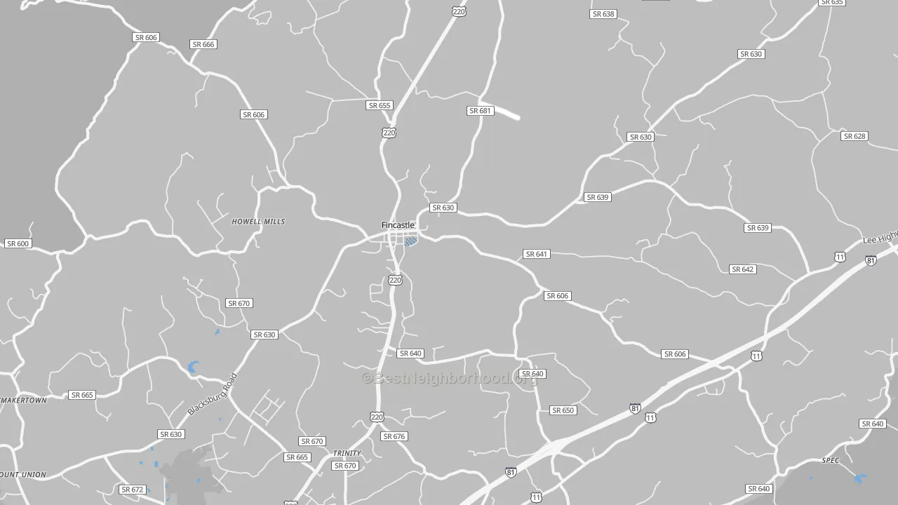 Transit Grade map of Fincastle, VA