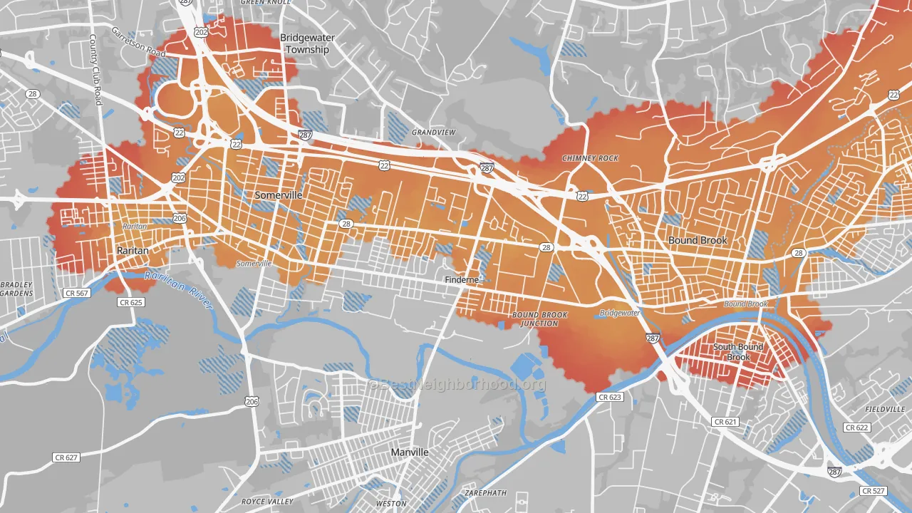 Transit Grade map of Finderne, NJ