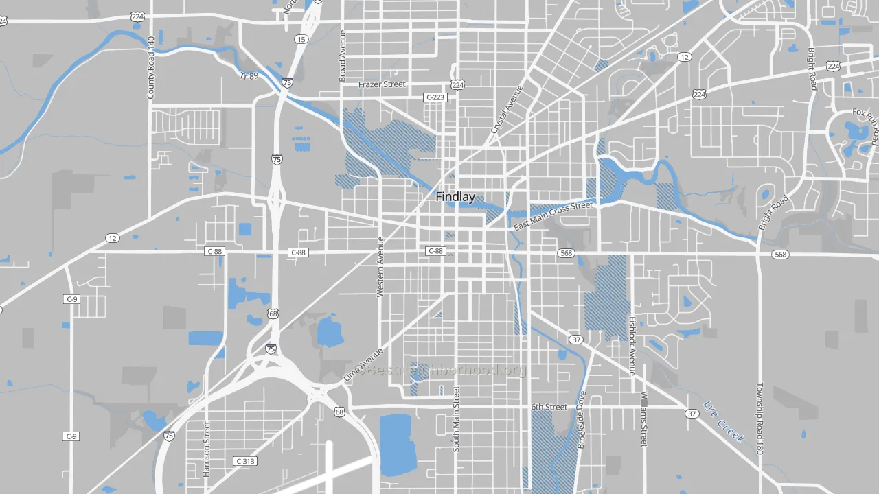 Transit Grade map of Findlay Downtown Historic District, Findlay, OH