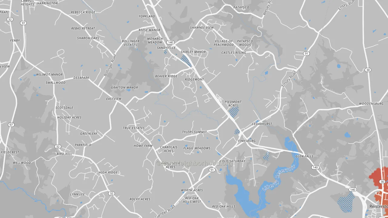 Transit Grade map of Finksburg, MD