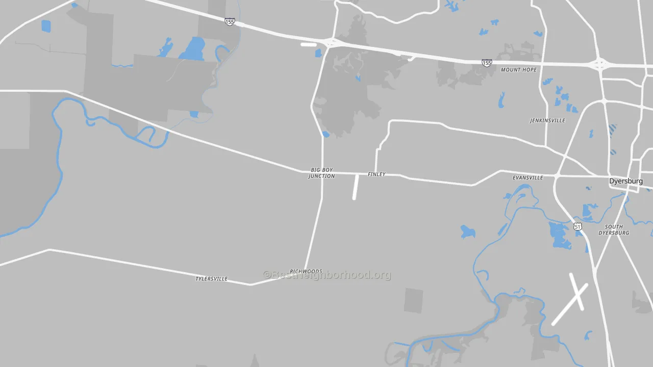 Transit Grade map of Finley, TN