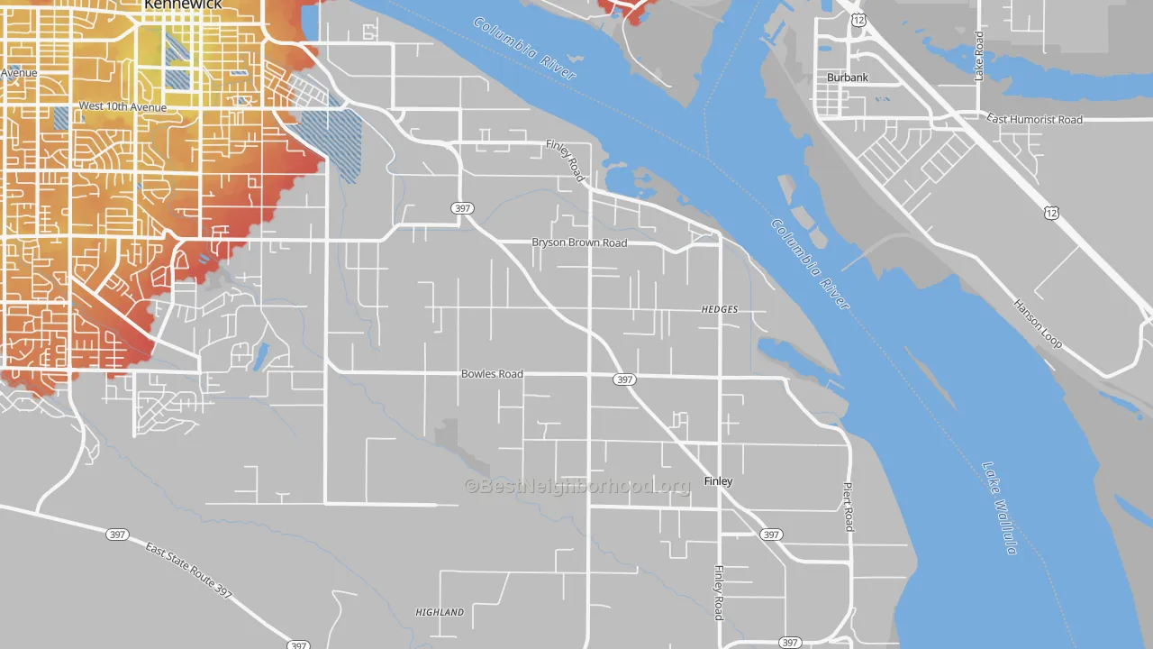 Transit Grade map of Finley, WA