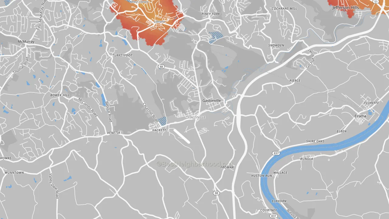 Transit Grade map of Finleyville, PA