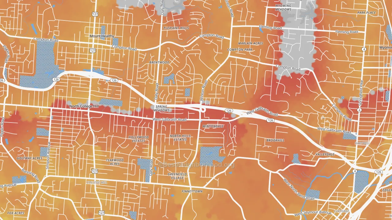 Transit Grade map of Finneytown, OH