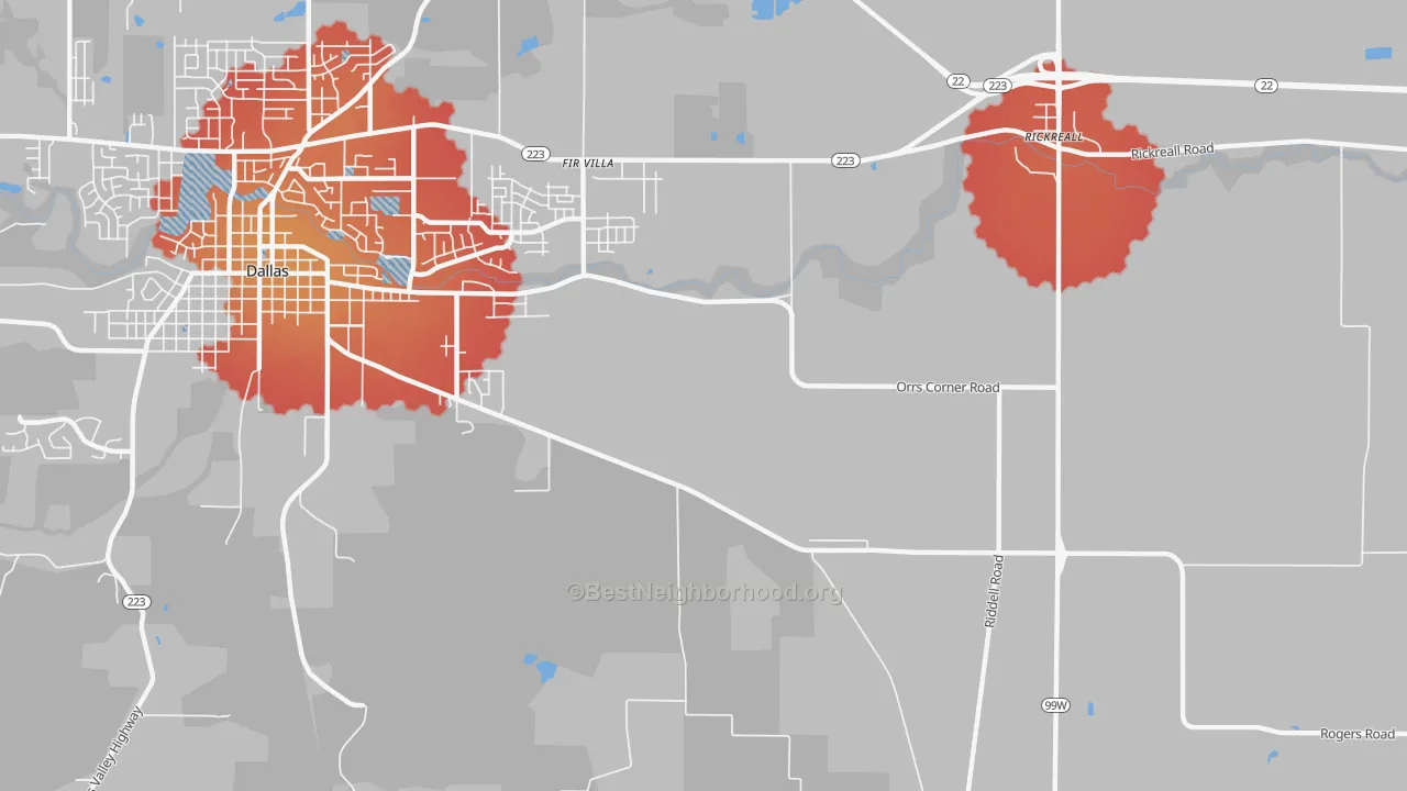 Transit Grade map of Fir Villa, OR