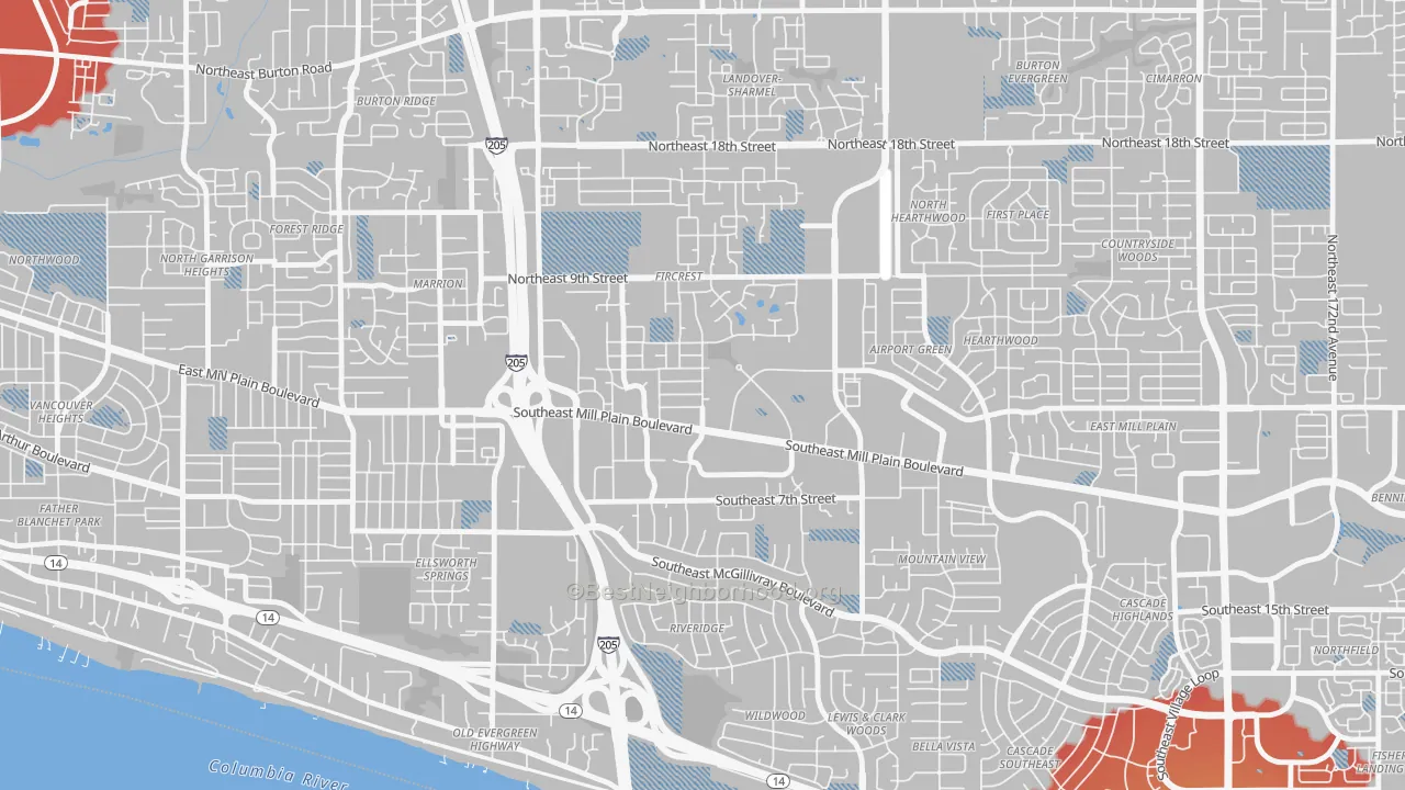 Transit Grade map of Fircrest, Vancouver, WA