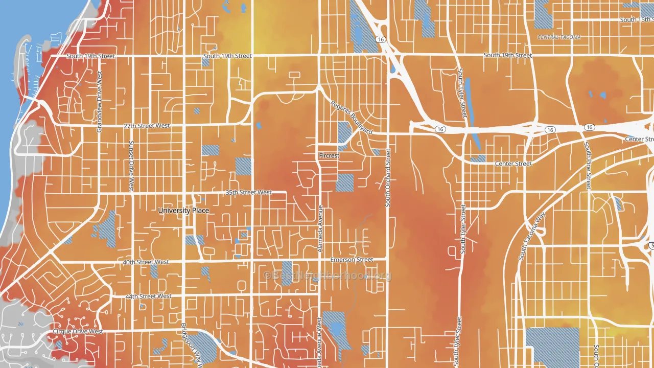 Transit Grade map of Fircrest, WA