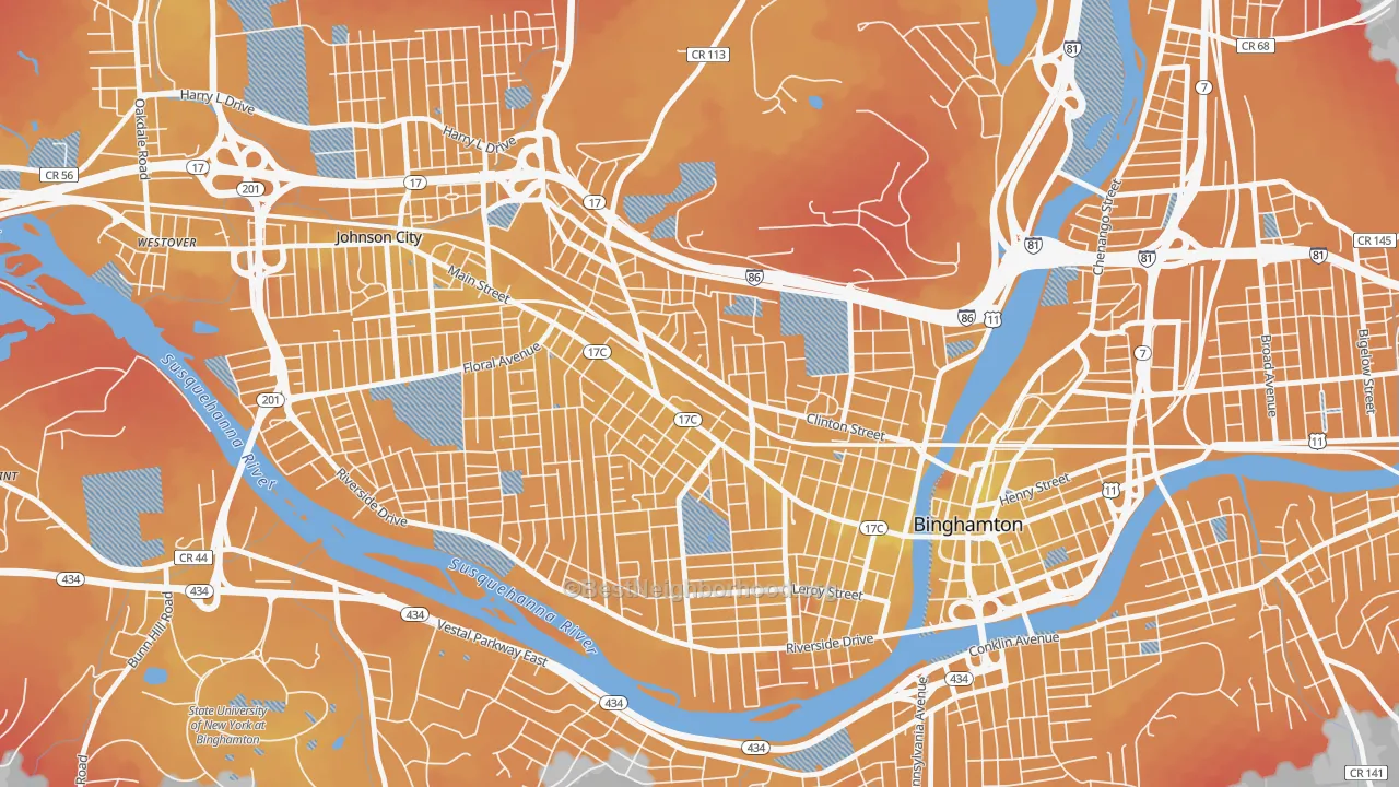 Transit Grade map of First Ward, Binghamton, NY
