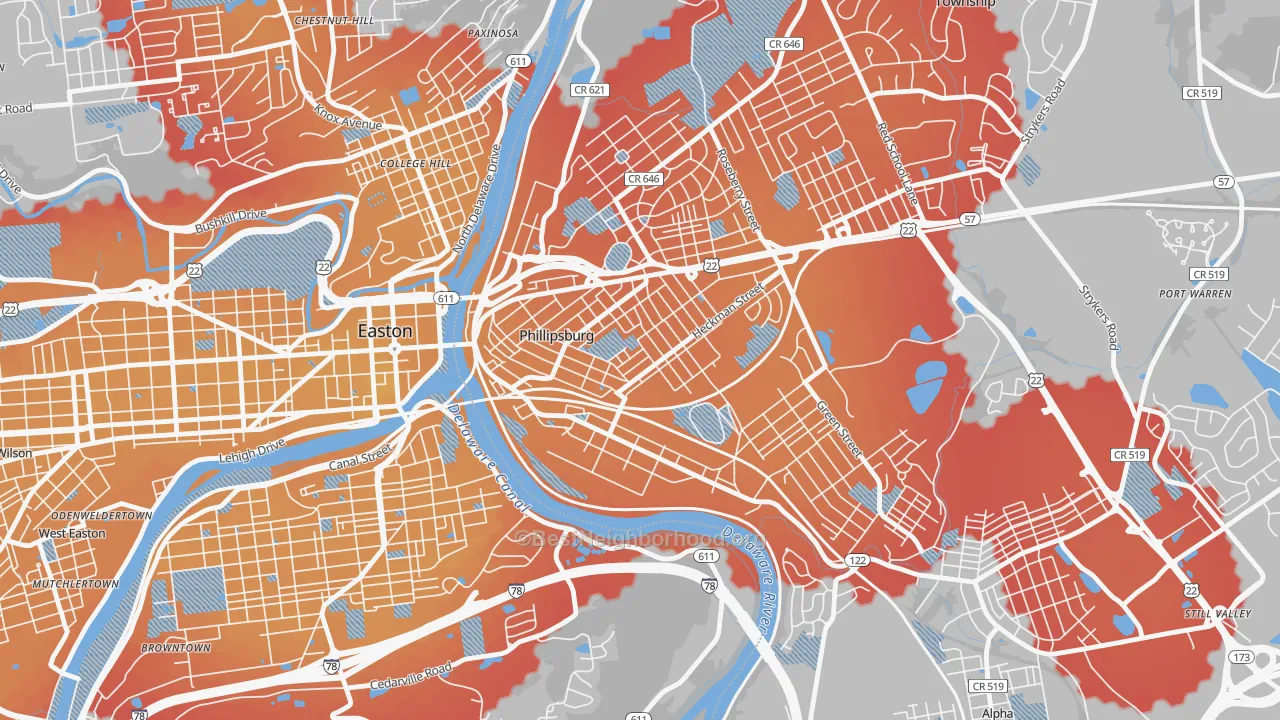 Transit Grade map of Firthtown, Phillipsburg, NJ