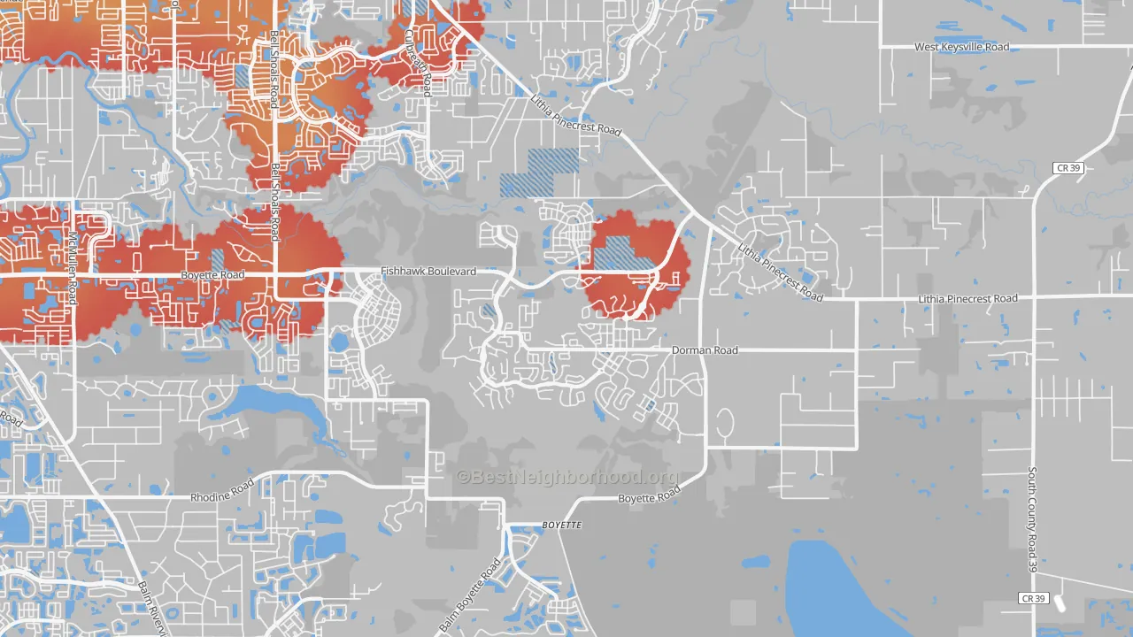 Transit Grade map of Fish Hawk, FL