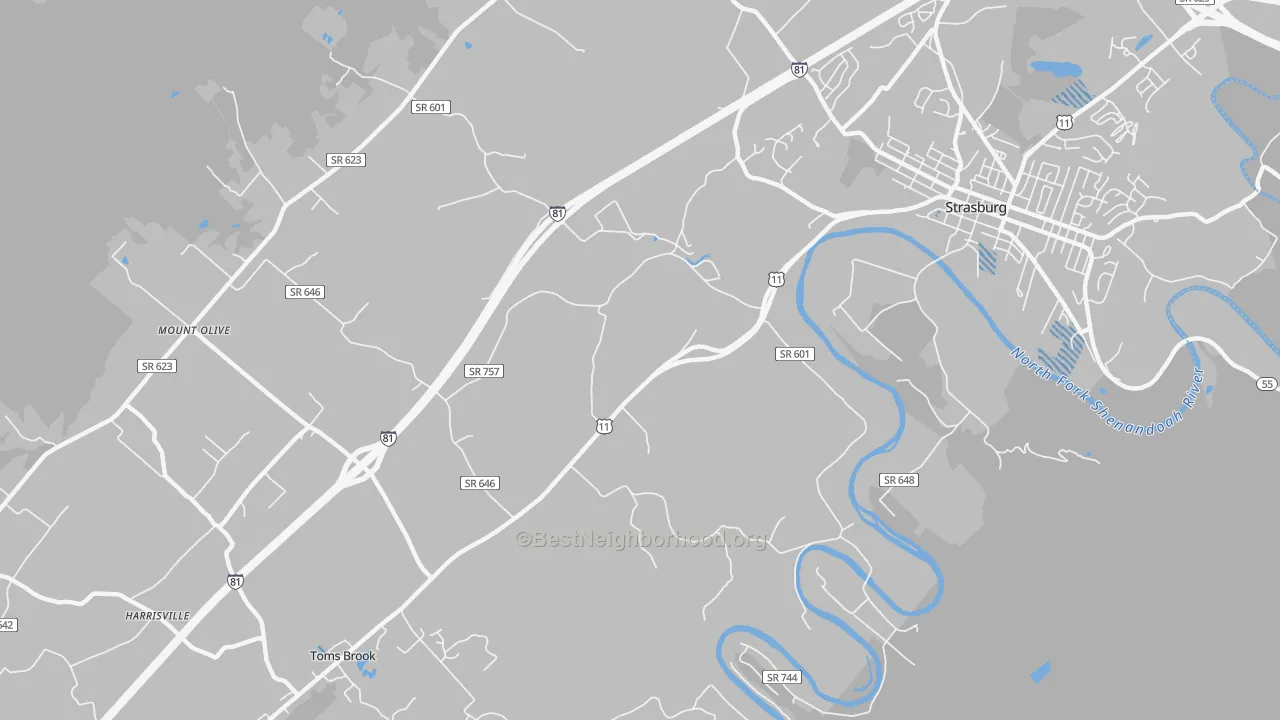 Transit Grade map of Fishers Hill, VA