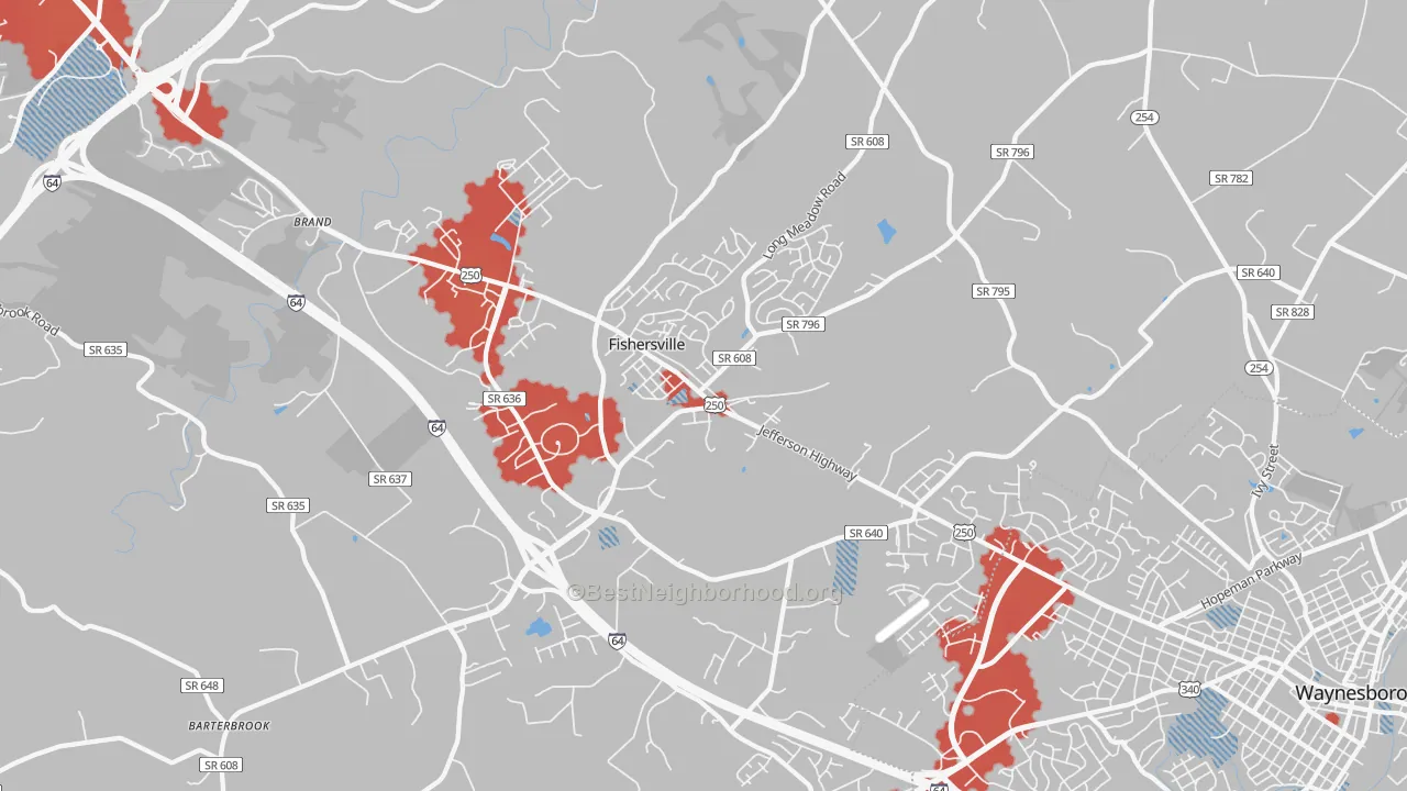 Transit Grade map of Fishersville, VA