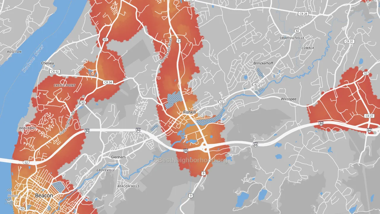 Transit Grade map of Fishkill, NY