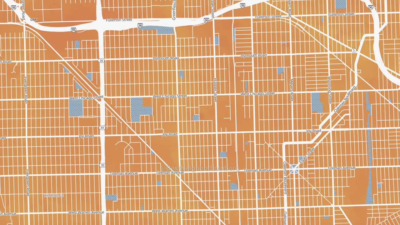 Transit Grade map of Fishkorn, Detroit, MI
