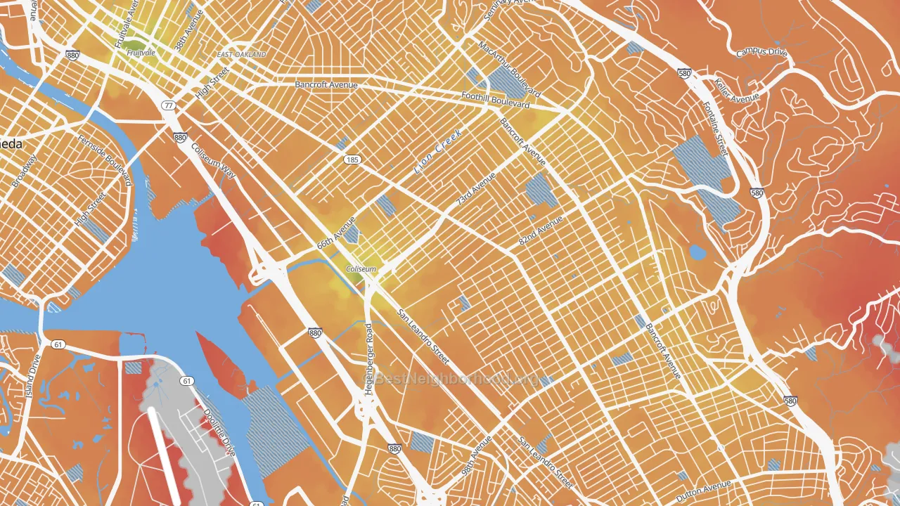 Transit Grade map of Fitchburg, Oakland, CA