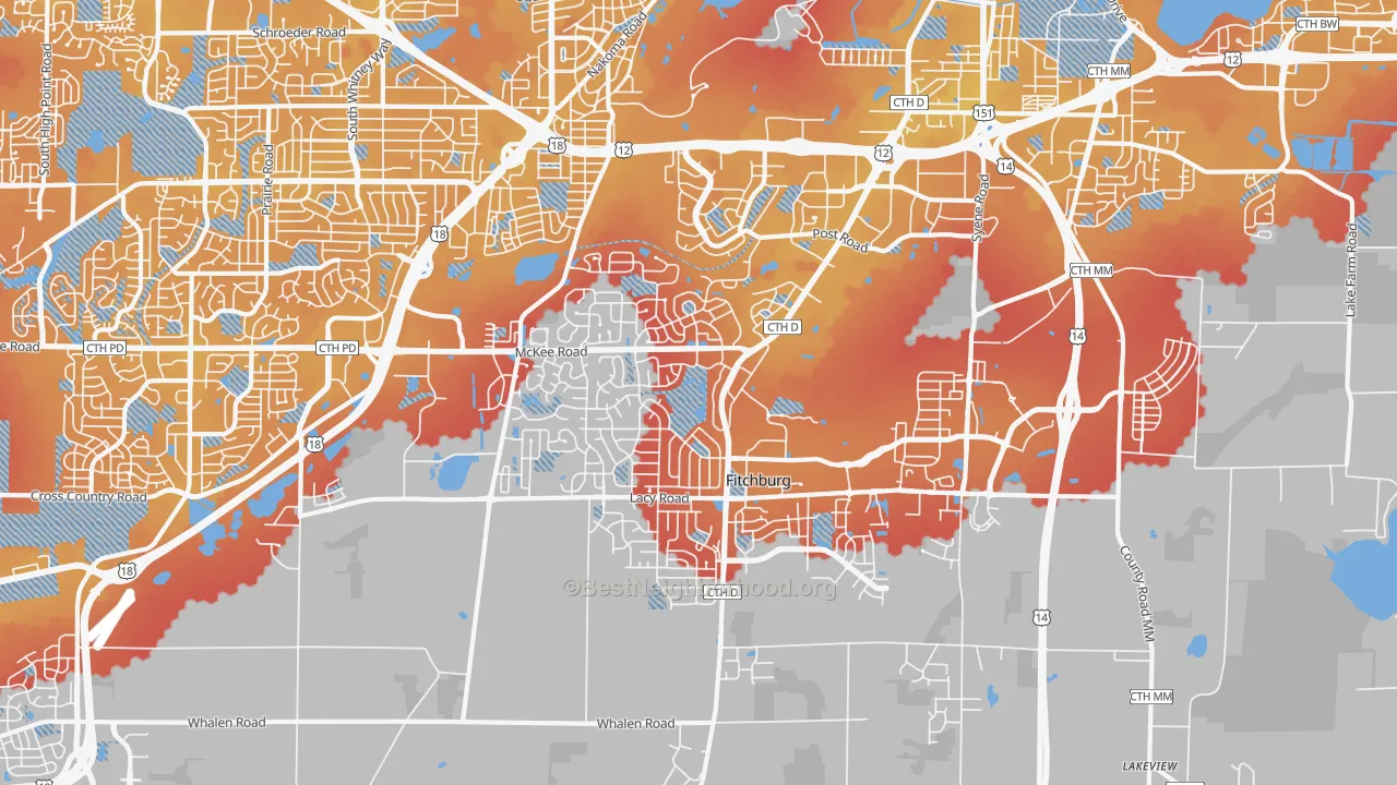 Transit Grade map of Fitchburg, WI