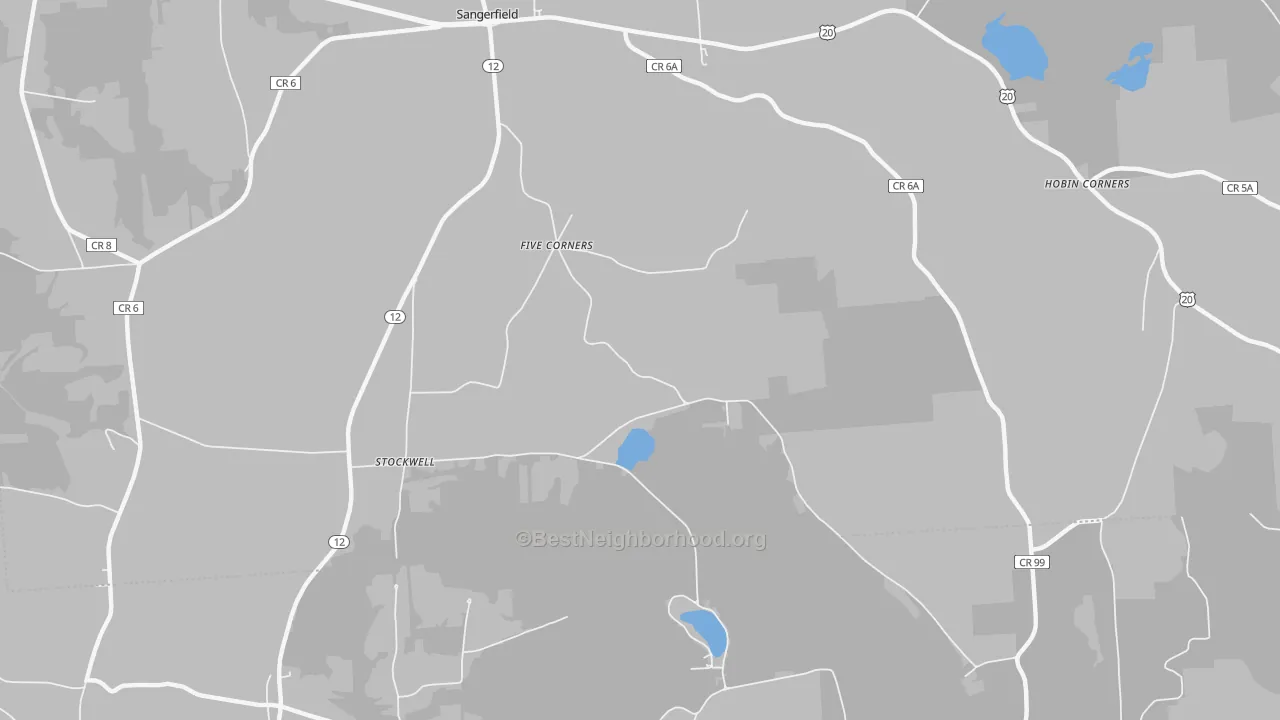 Transit Grade map of Five Corners, NY