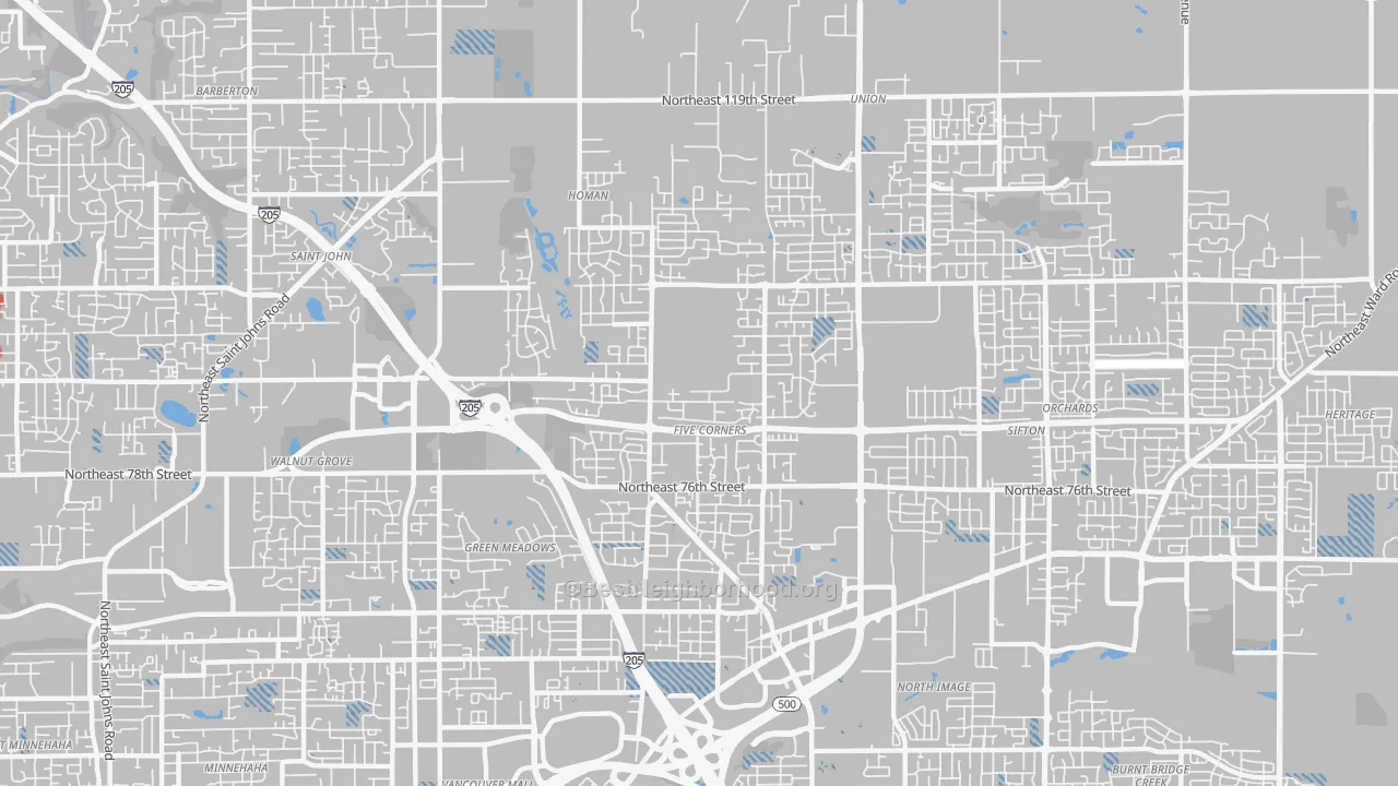 Transit Grade map of Five Corners, WA