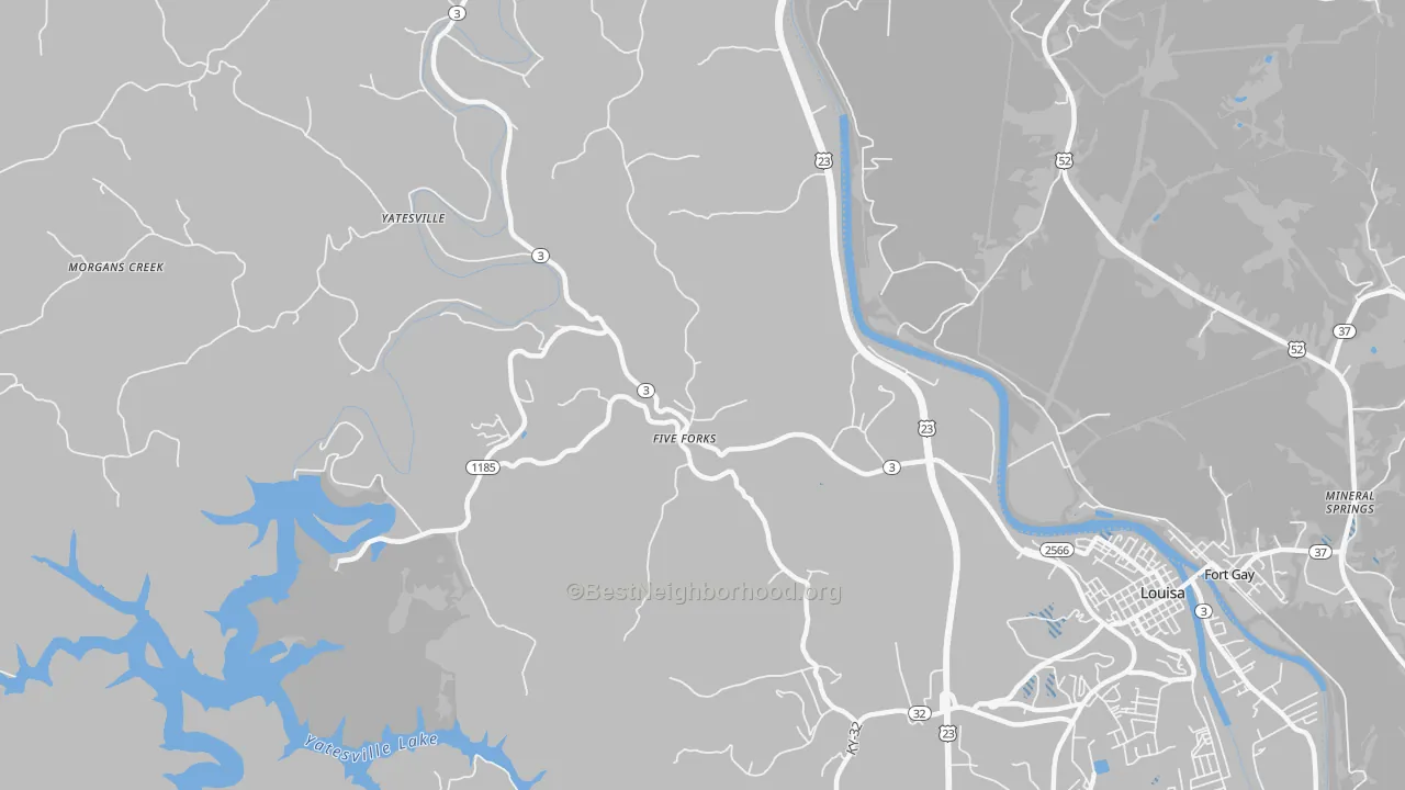 Transit Grade map of Five Forks, KY