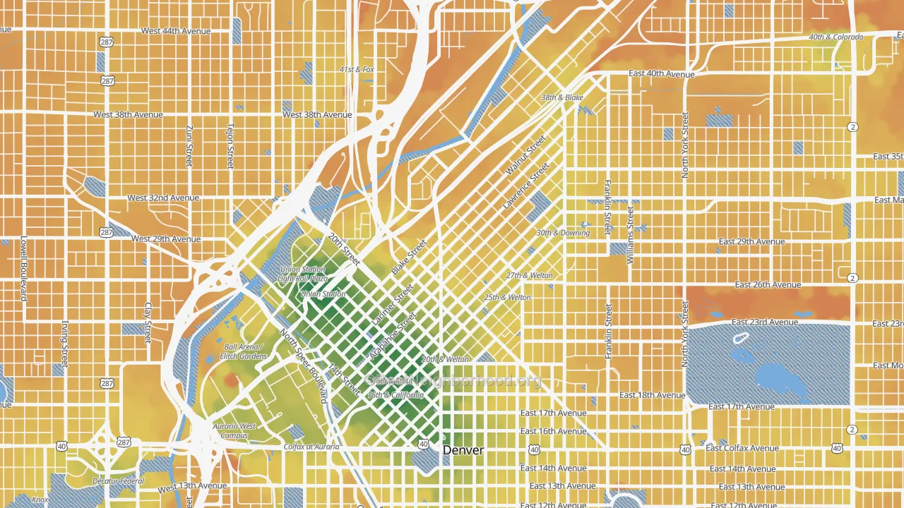 Transit Grade map of Five Points, Denver, CO
