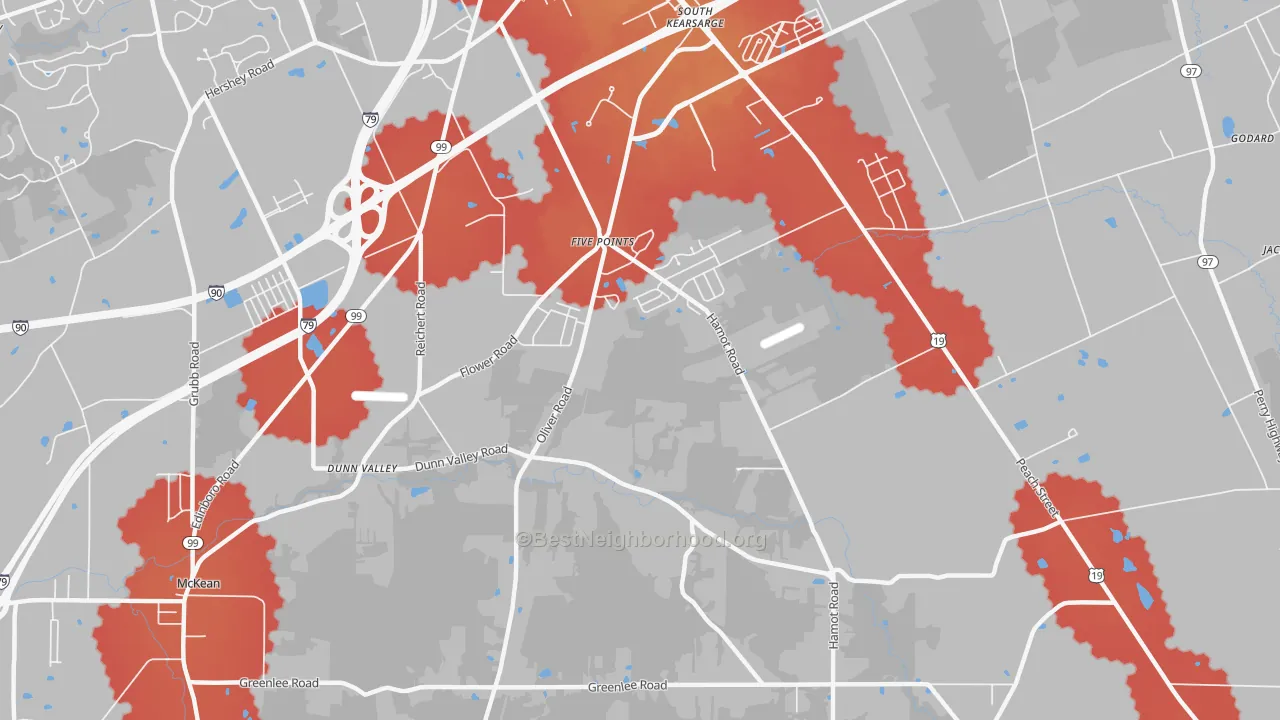 Transit Grade map of Five Points, PA