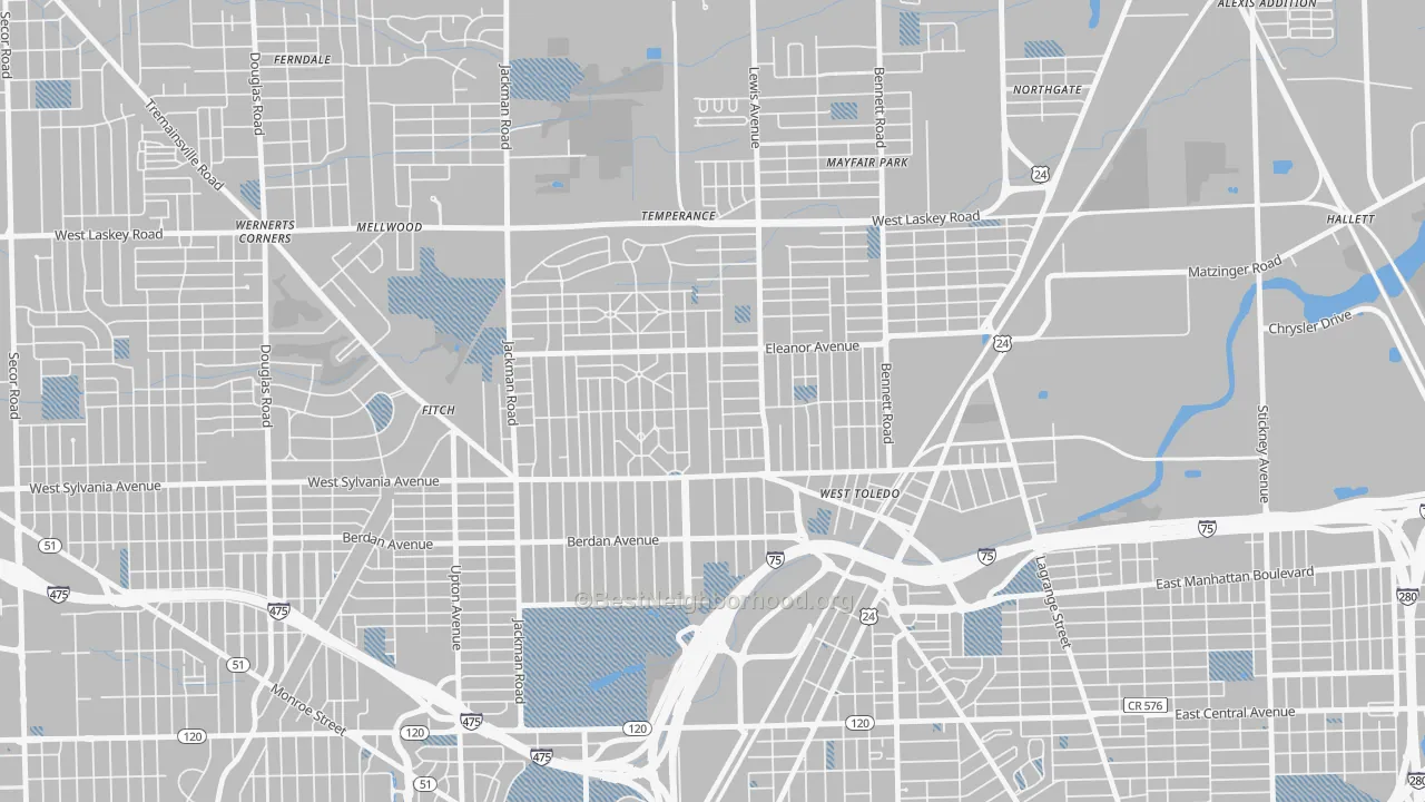 Transit Grade map of Five Points, Toledo, OH
