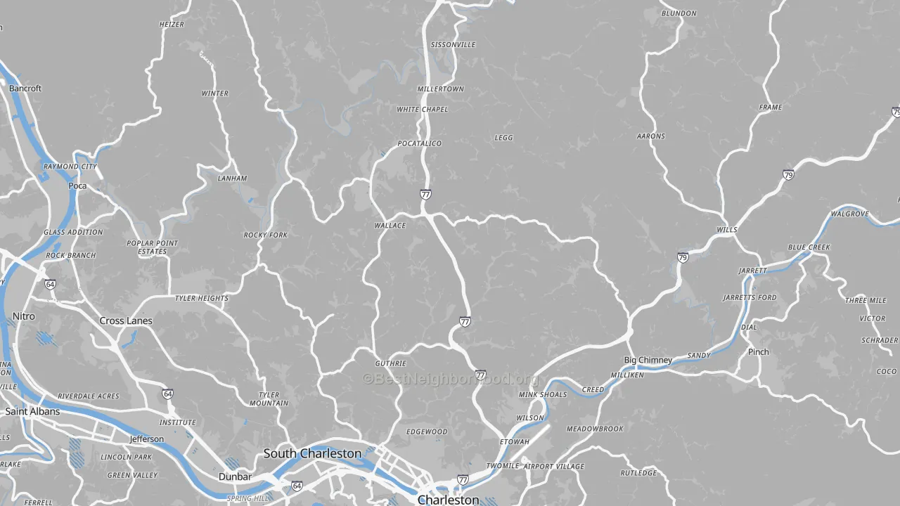 Transit Grade map of Fivemile, WV