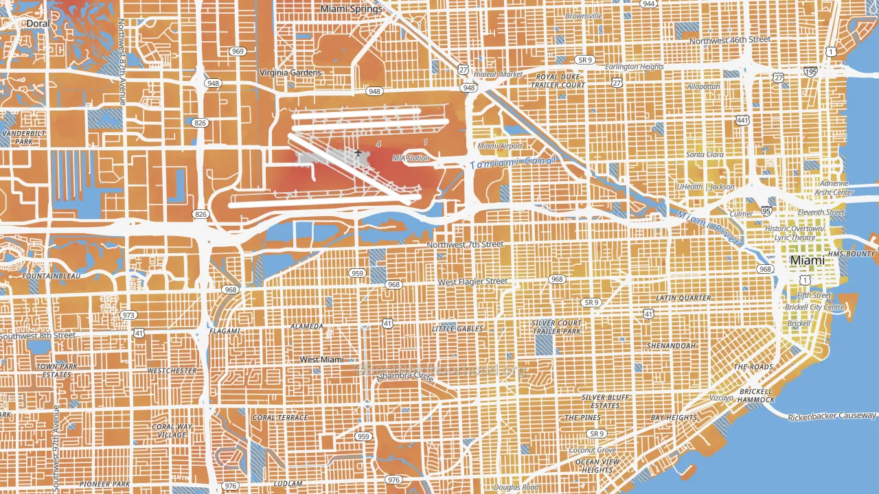 Transit Grade map of Flagami, Miami, FL