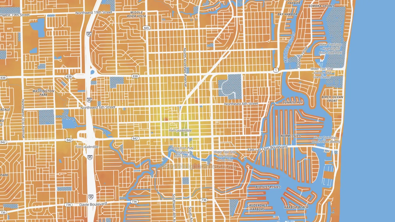 Transit Grade map of Flagler Heights, Fort Lauderdale, FL