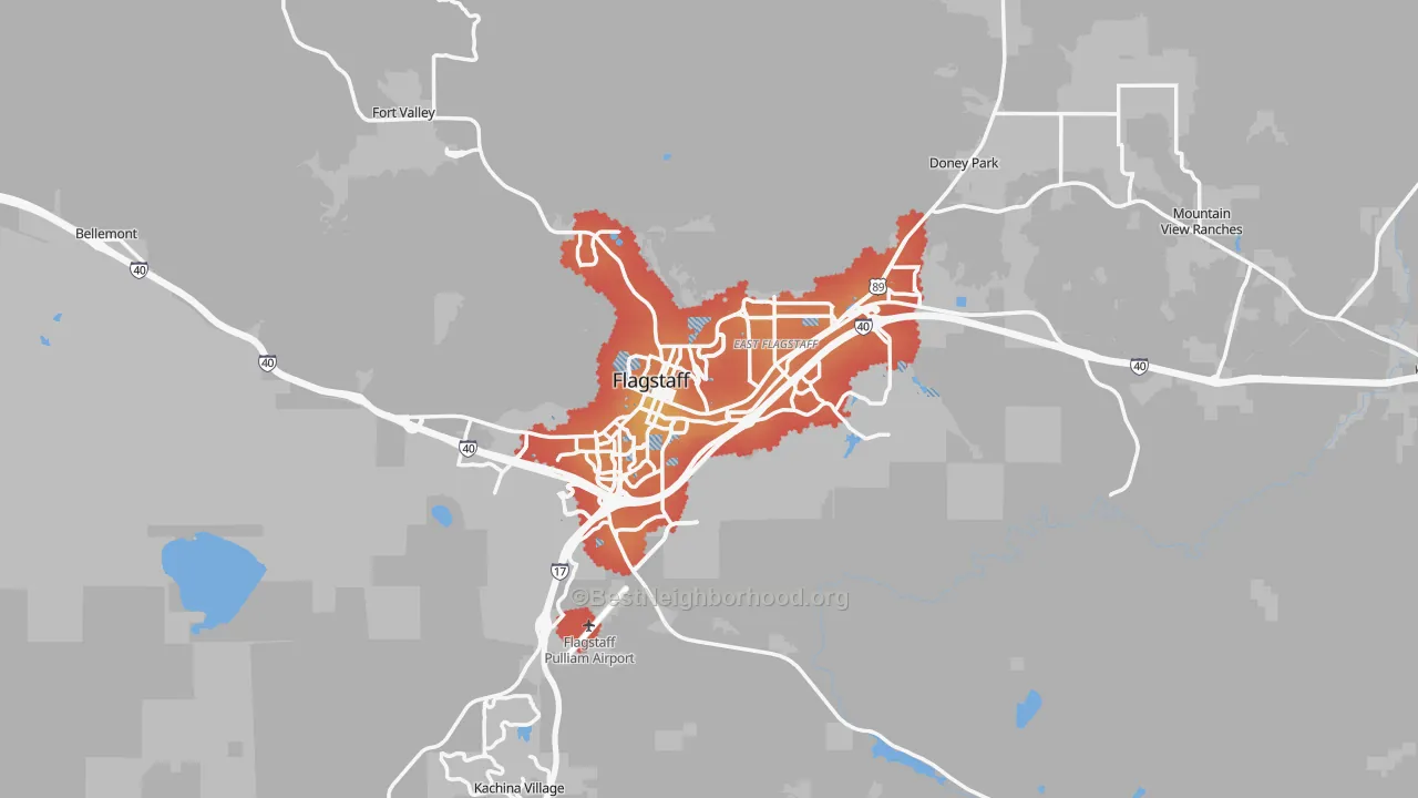Transit Grade map of Flagstaff, AZ