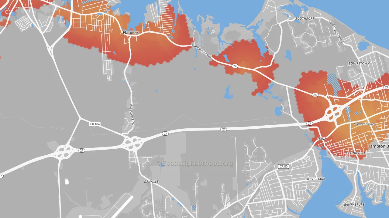 Transit Grade map of Flanders, NY