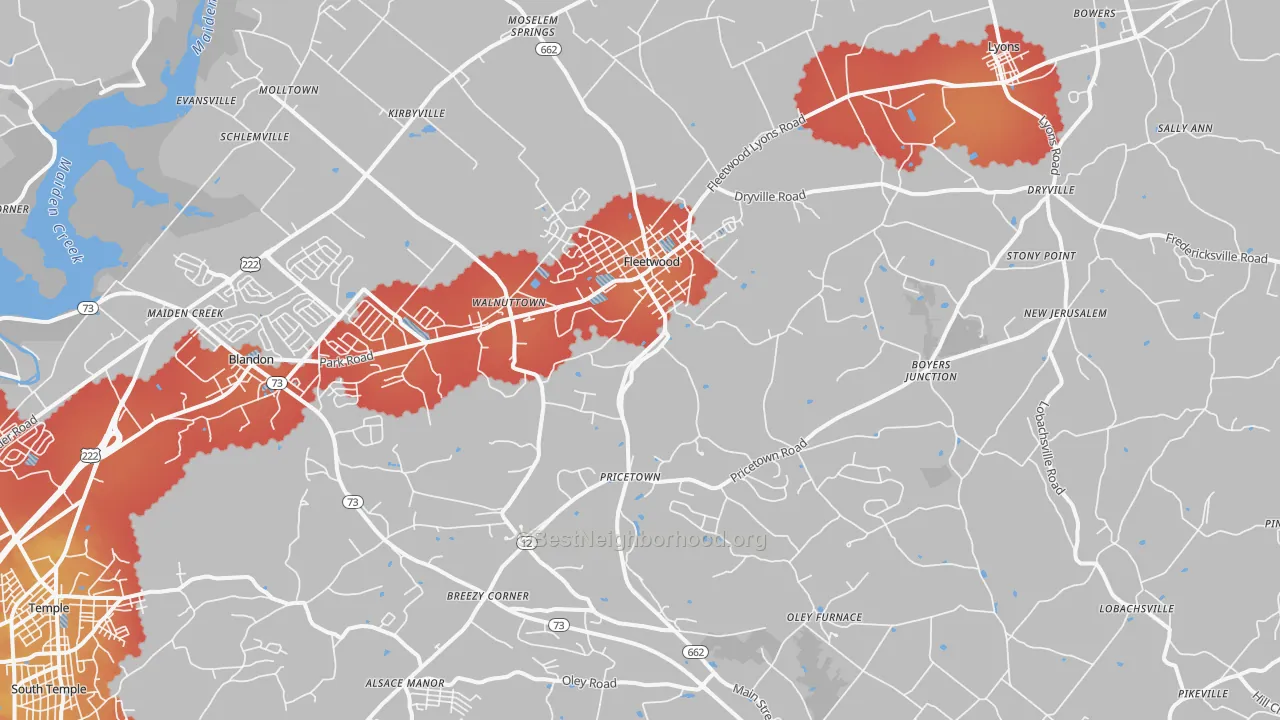 Transit Grade map of Fleetwood, PA