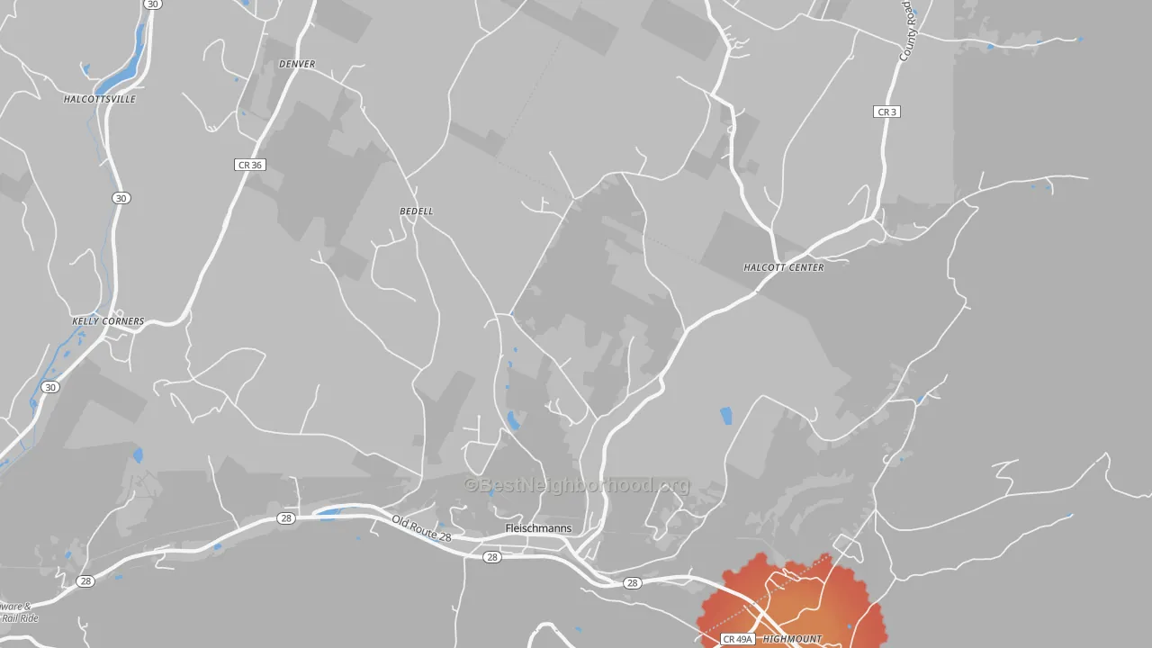 Transit Grade map of Fleischmanns, NY