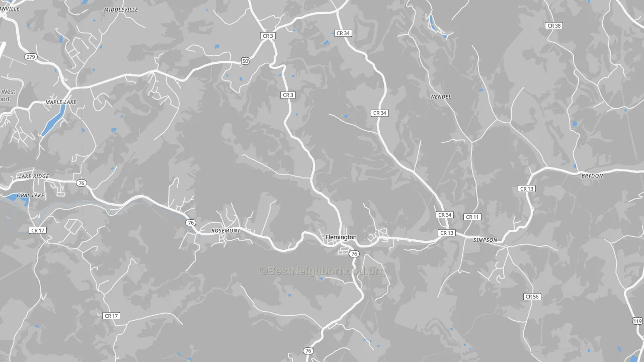 Transit Grade map of Flemington, WV
