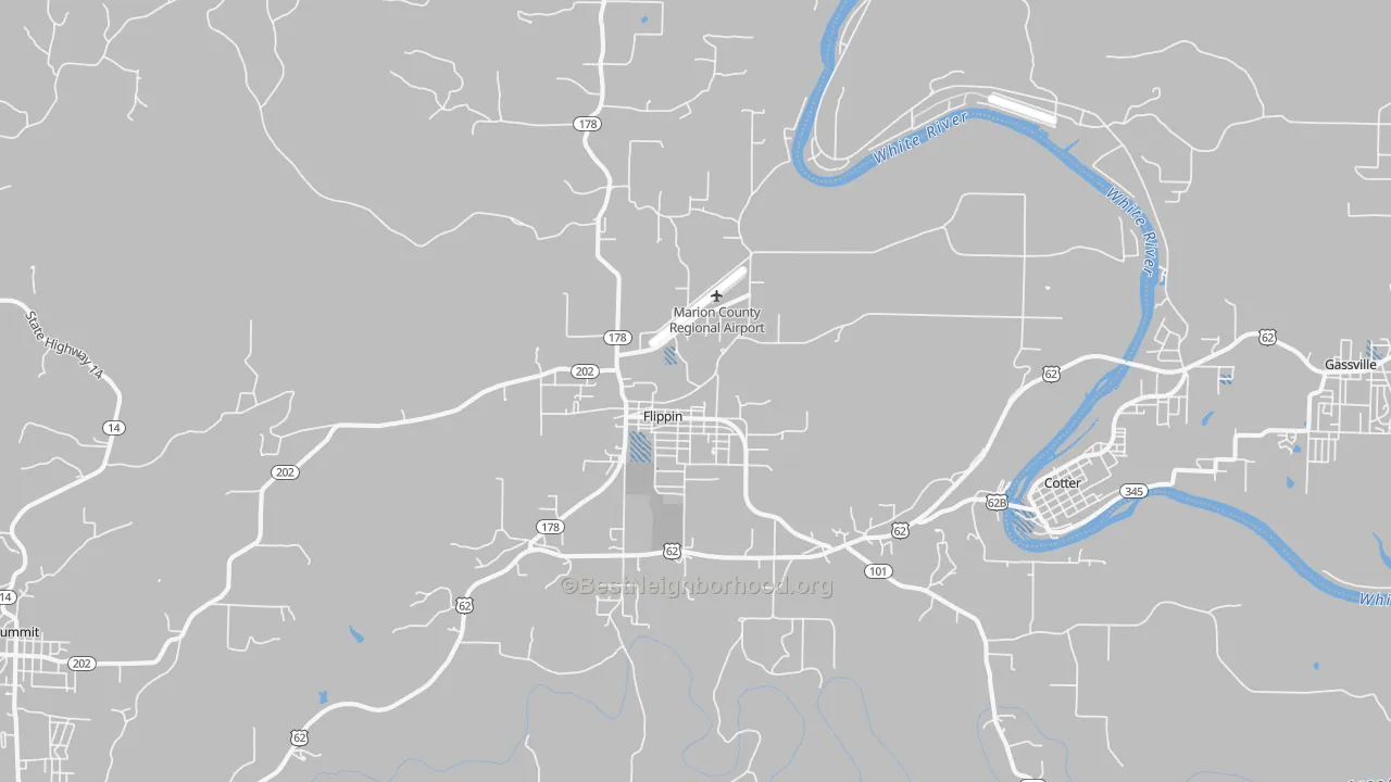 Transit Grade map of Flippin, AR