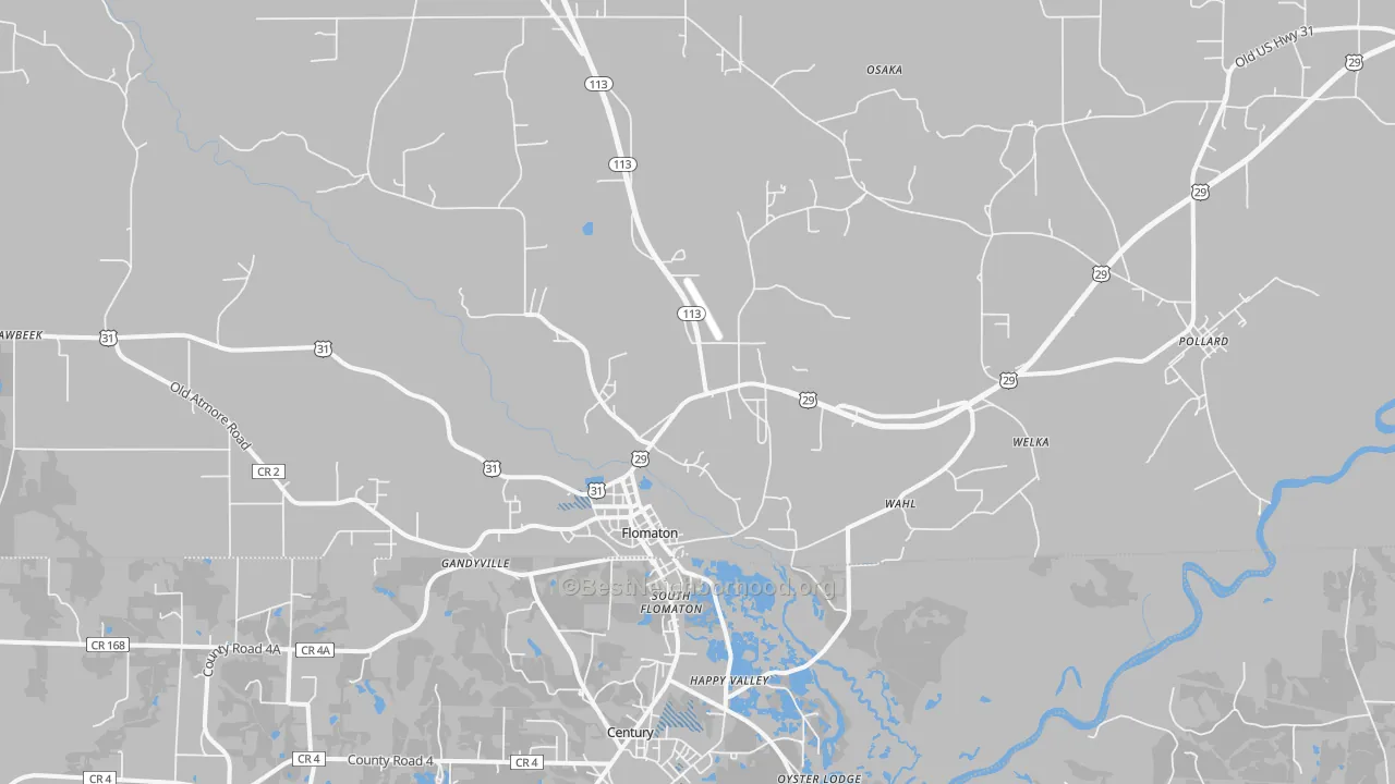 Transit Grade map of Flomaton, AL