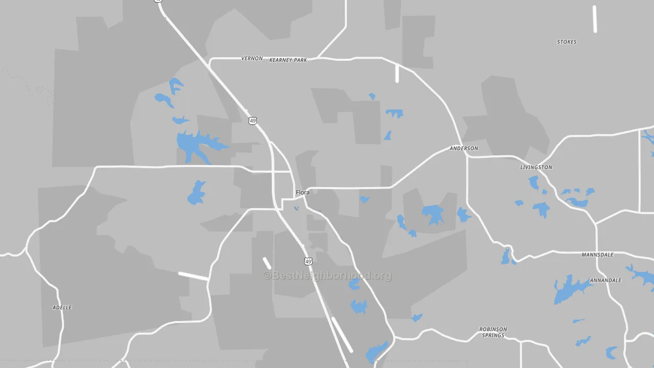 Transit Grade map of Flora, MS