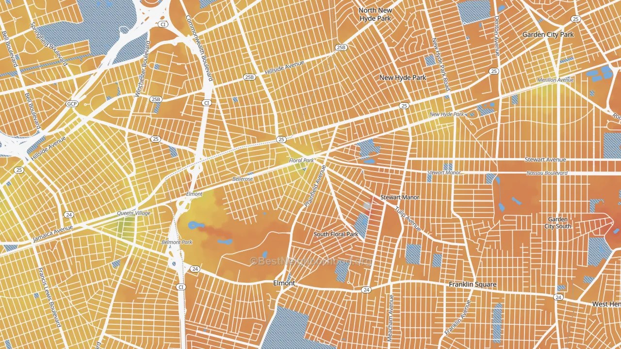 Transit Grade map of Floral Park, NY