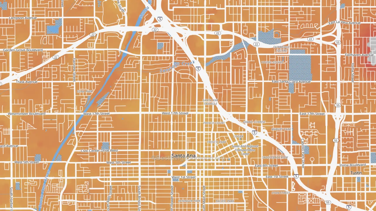 Transit Grade map of Floral Park, Santa Ana, CA