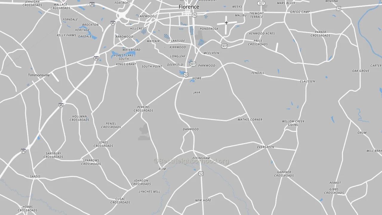 Transit Grade map of Florence County, SC