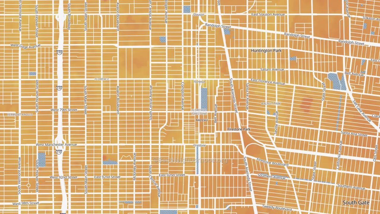 Transit Grade map of Florence-Graham, CA