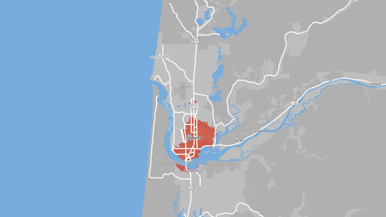 Transit Grade map of Florence, OR